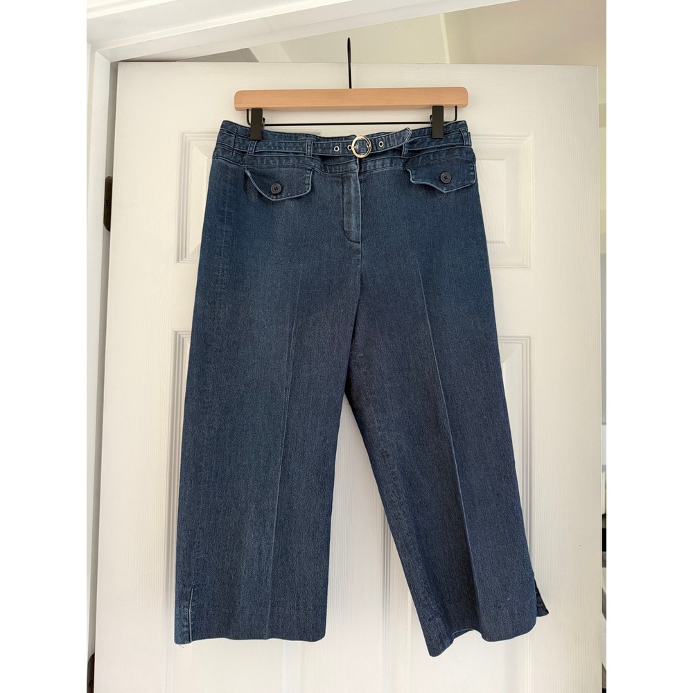 Y2K Larry Levine Womens Denim Capri Pants Stretch‎ Retro Casual